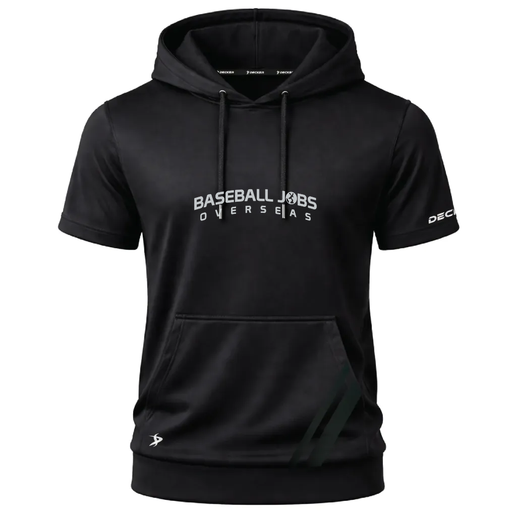 [FOSHSMBK-AS-LOGO1] Decker Adult Short Sleeve Summit Hoodie (Black, Adult S, Logo 1)