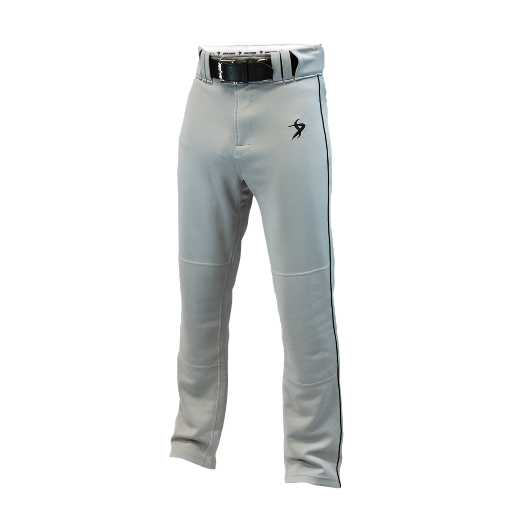 [DUN-BBPT-PER-LNG-GY-BK-YXS-NEL] Sharkskin Pro Baseball Pants - Piped (Youth XS, Gray, Black)